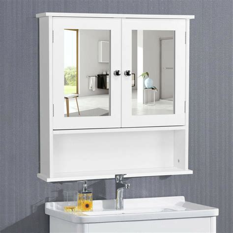 White Bathroom Wall Mount Medicine Cabinet Storage Cabinet With Mirror