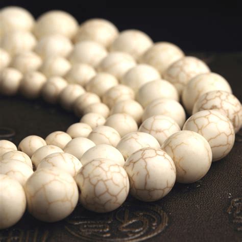 Natural White Turquoises Howlite Stone Beads Round Loose 15 Strand