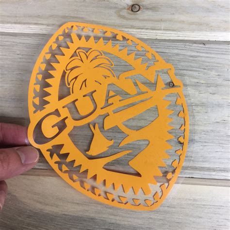 Tribal Guam Seal Yellow Vinyl Decal 6x8