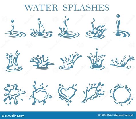 Water Splash Icon Set Stock Vector Illustration Of Flowing 192905746