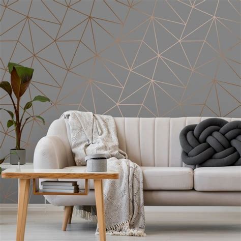 Zara Shimmer Metallic Wallpaper In Charcoal And Copper Metallic