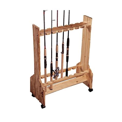 Rush Creek Creations Rustic Double Sided Rolling 16 Fishing Rod Storage