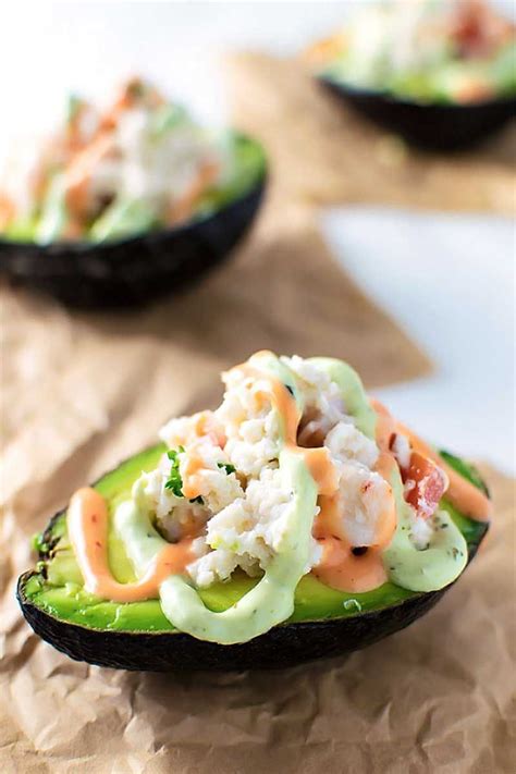 Seafood Stuffed Avocados Halved Avocados Filled With Chopped Shrimp