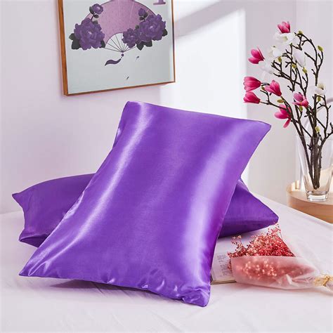 Silk Satin Standard Pillowcases Pair Multiple Color Options 48x73cm