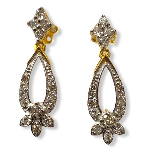 Fine Quality Diamond Earrings In 18k Solid Gold Gleam Jewels