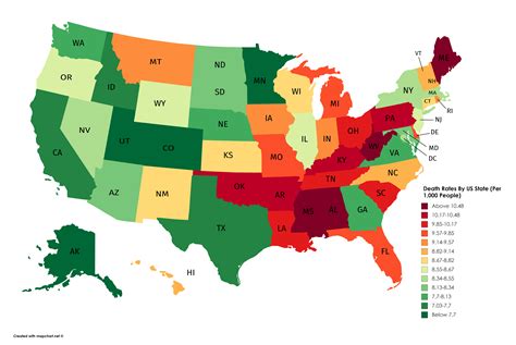 death rates by state source us census bureau mapporn