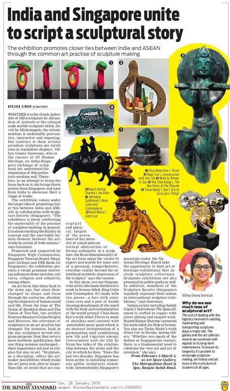Coverage Of Art Spice Gallery Appeared In The Sunday Standard Newspaper