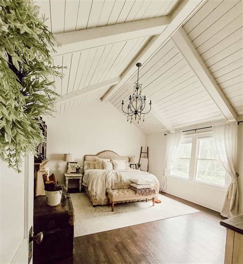White Beams On Vaulted Shiplap Ceiling Soul And Lane