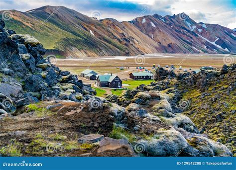 Tents And Camping At Landmannalaugar In Highlands Of Iceland Editorial