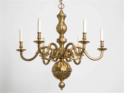 Traditional Solid Brass Six Arm Chandelier At 1stdibs