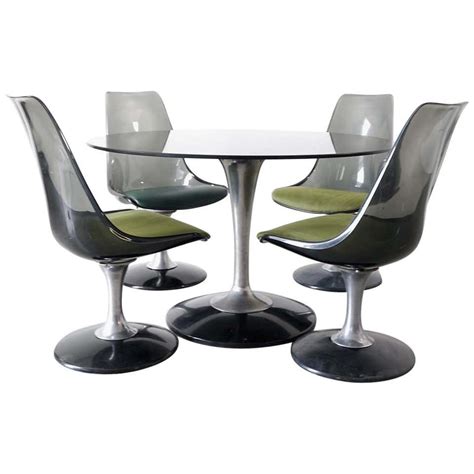 Oval Dining Set With Four Swivel Chairs By Chromcraft Circa 1970