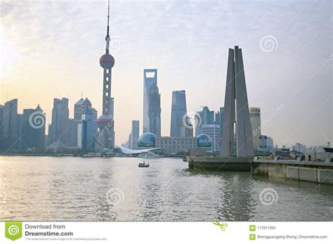 The Riverside Of The Whampoa River In Shanghai Editorial Stock Image