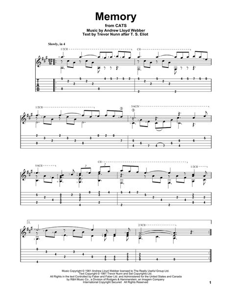 Check spelling or type a new query. Memory by Andrew Lloyd Webber - Solo Guitar - Guitar ...