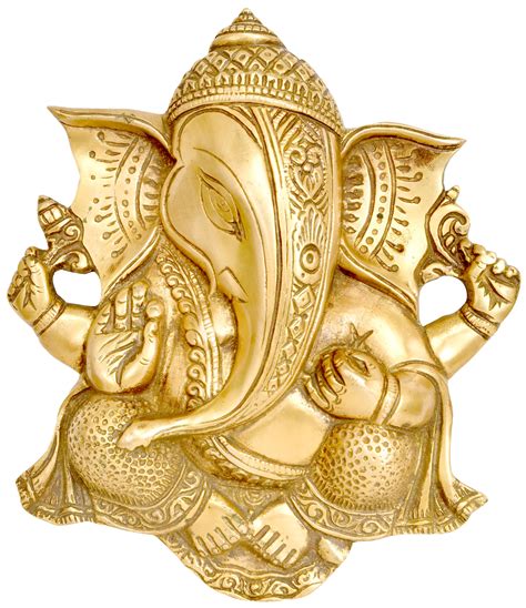 8 Lord Ganesha Wall Hanging Flat Statue In Brass Handmade Made