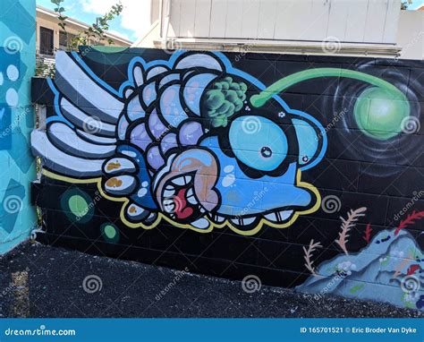 Gary Draws Fish Graffiti Art On Wall Editorial Photo Image Of