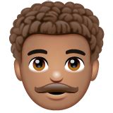 ??‍? Man: Medium Skin Tone, Curly Hair Emoji on WhatsApp 2.20.198.15