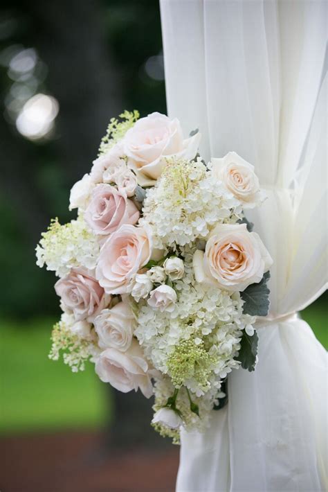 Blush And Ivory Rose And Hydrangea Flower Arrangement