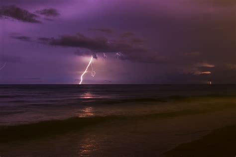 Lightning Storm Over The Atlantic Ocean In South Florida