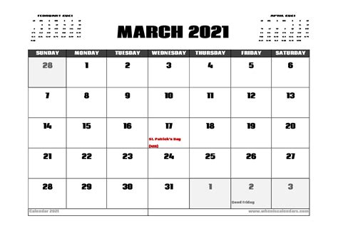 March 2021 Calendar Uk With Holidays