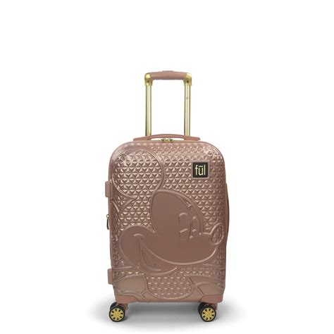 ful disney textured mickey mouse 21in hard sided rolling luggage rose gold