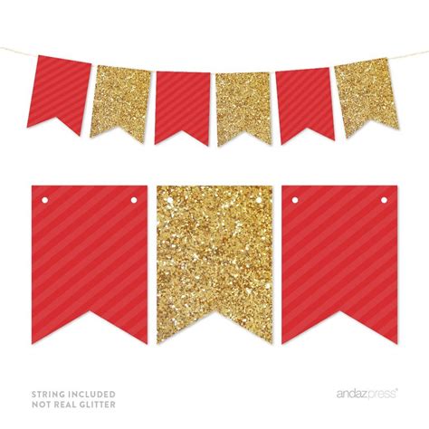 Gold Glitter Pennant Party Banner Party Banner Happy Birthday Banner