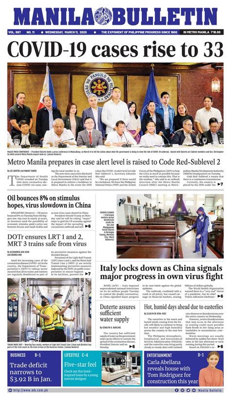 Manila Bulletin March 11 2020 Newspaper Get Your Digital Subscription