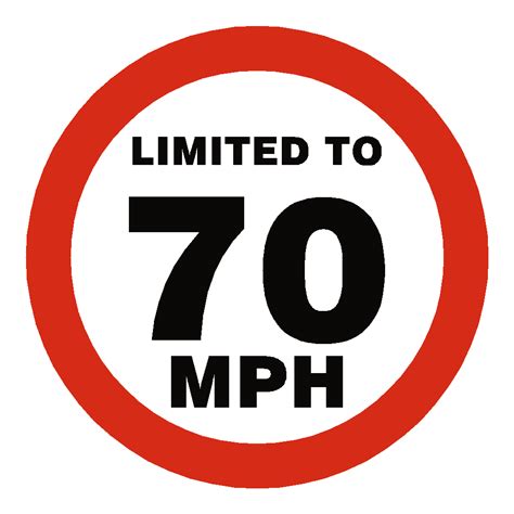 70 Mph Speed Limit Sticker Safety Uk