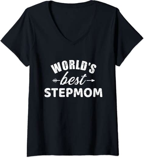 Womens Worlds Best Stepmom V Neck T Shirt Clothing