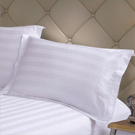 100 Cotton 3cm Stripes Hotel Pillow Case White Square Rectangle