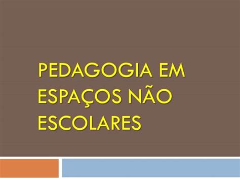 Curso De Pedagogia Em EspaÇos NÃo Escolares