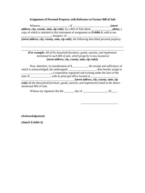 Assignment Of Personal Property Doc Template Pdffiller
