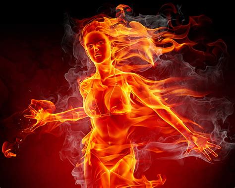 🔥fiery Girl Hottie Art Female Fiery Cg Burning Digital Painting