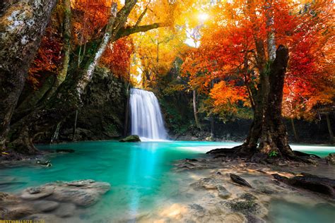 Autumn Waterfall Fondo De Pantalla Hd Fondo De