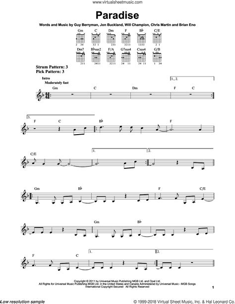 Coldplay Paradise Sheet Music For Guitar Solo Chords Pdf