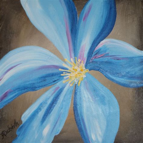 Original Acrylic Painting Blue Flower Artwork 20x20 20000 Via Etsy