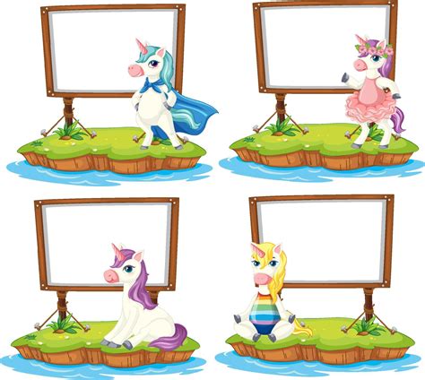 Set Of Different Blank Banners With Unicorns 5346791 Vector Art At Vecteezy