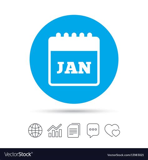 Calendar Sign Icon January Month Symbol Royalty Free Vector