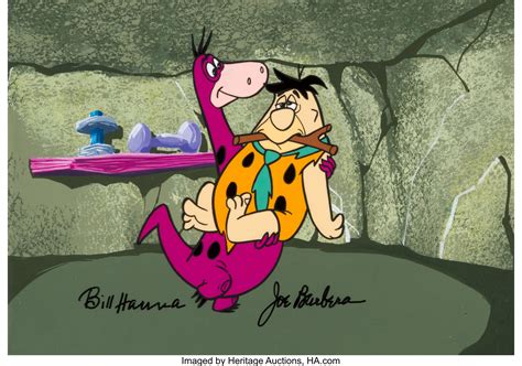 The Flintstones Fred And Dino Signed Production Cel And Painted Lot