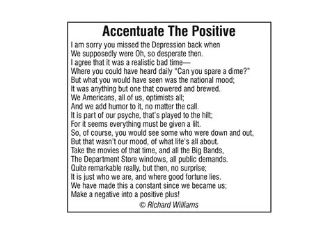 Richard Williams Poem Accentuate The Positive The Voice