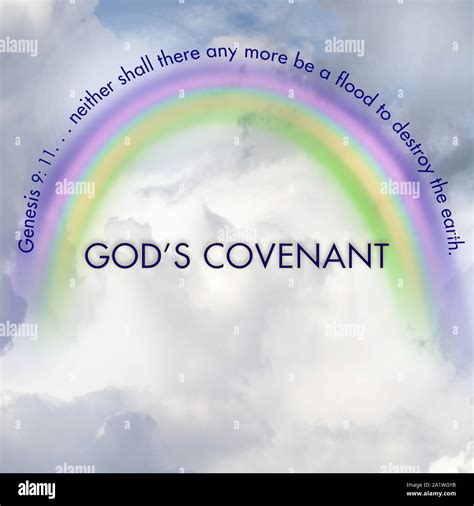 Background With Gods Covenant Rainbow With Bible Verse Over Top Of