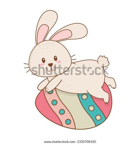 Little Rabbit Egg Painted Easter Character Stock Vector Royalty Free
