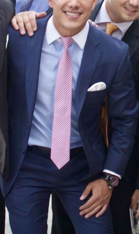 Navy Blue Wedding Suit With Pink Tie Kristal Strain