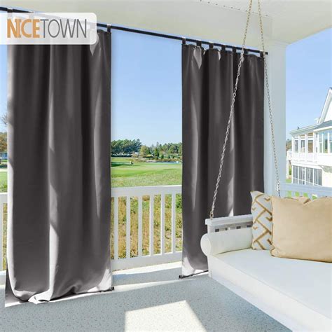 Nicetown Waterproof Blackout Patio Outdoor Garden Curtain Tab Top