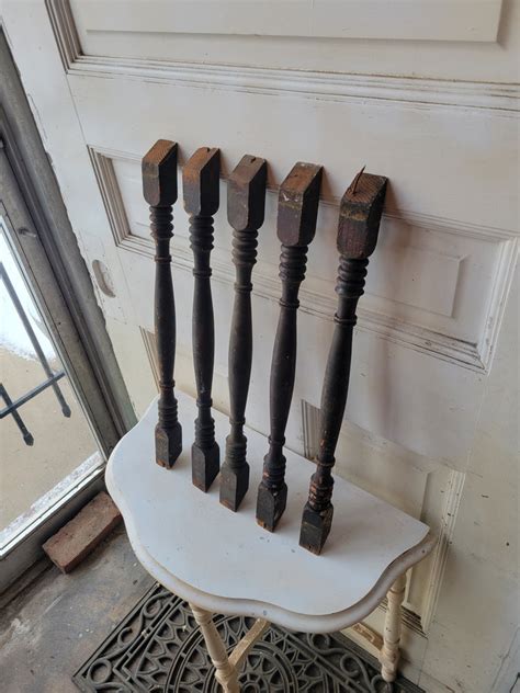 Set Of 5 Salvaged Staircase Spindles Antique Victorian Stair Spindles