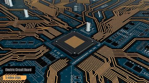 Electrical Circuit Board With Cpu And Components Animation 5 Pack
