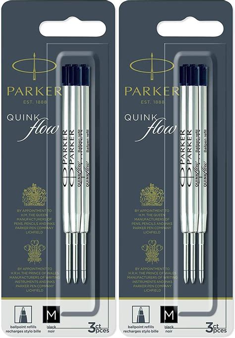 Parker Quinkflow Ink Refill For Ballpoint Pens Medium Point Black Pack