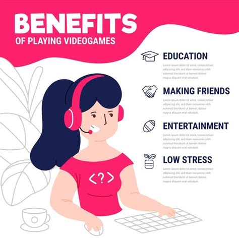 Download Character Playing Video Games Benefits Infographic For Free
