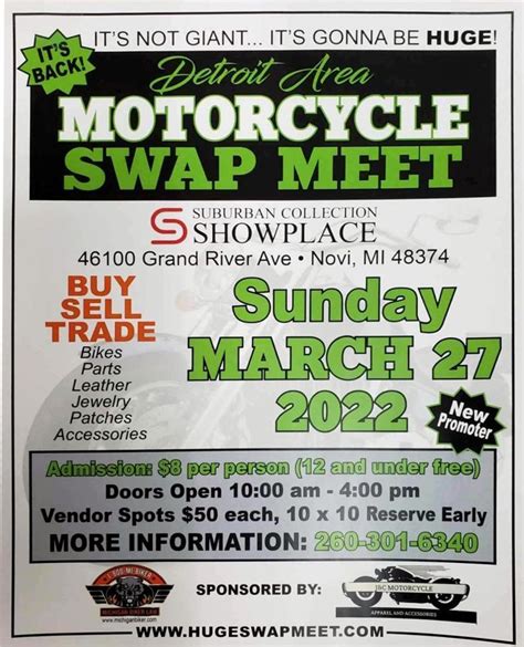 Detroit Area Motorcycle Swap Meet Suburban Collection Showplace Novi