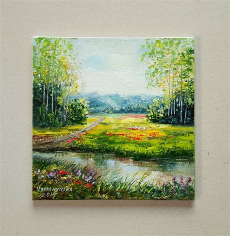 Summer Landscape Painting Original Oil Painting Small Artwork On Canvas