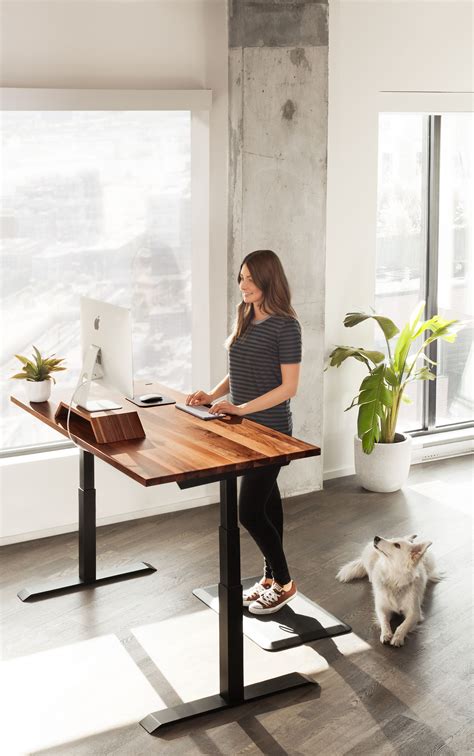 The Sway Desk In Walnut Sit Stand Desk Handmade In Montreal Home